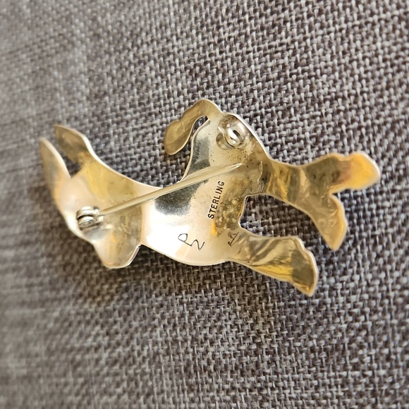 Adorable Native American Navajo Handmade Turquoise & Sterling Burro Brooch ♥️🫏 - Picture 5 of 13